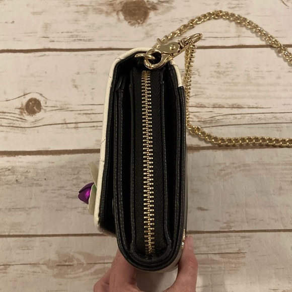 Betsey Johnson Lovely Brunch 3D Flower Faux Leather Wallet On A Chain Crossbody - Picture 6 of 16